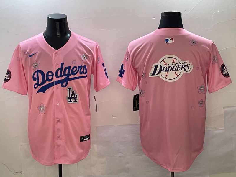 Men Los Angeles Dodgers Blank Pink Sakura Edition 2025 Nike MLB Jersey style 30